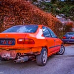 gammel bil i sandnes oransj